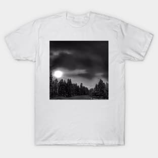 Moon Over Montana - Black and White T-Shirt